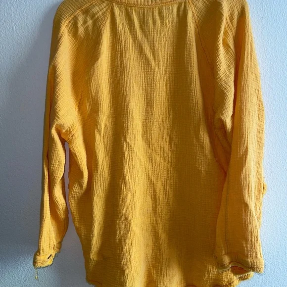 We The Free Mustard Button-Down Shirt S - Picture 6 of 6